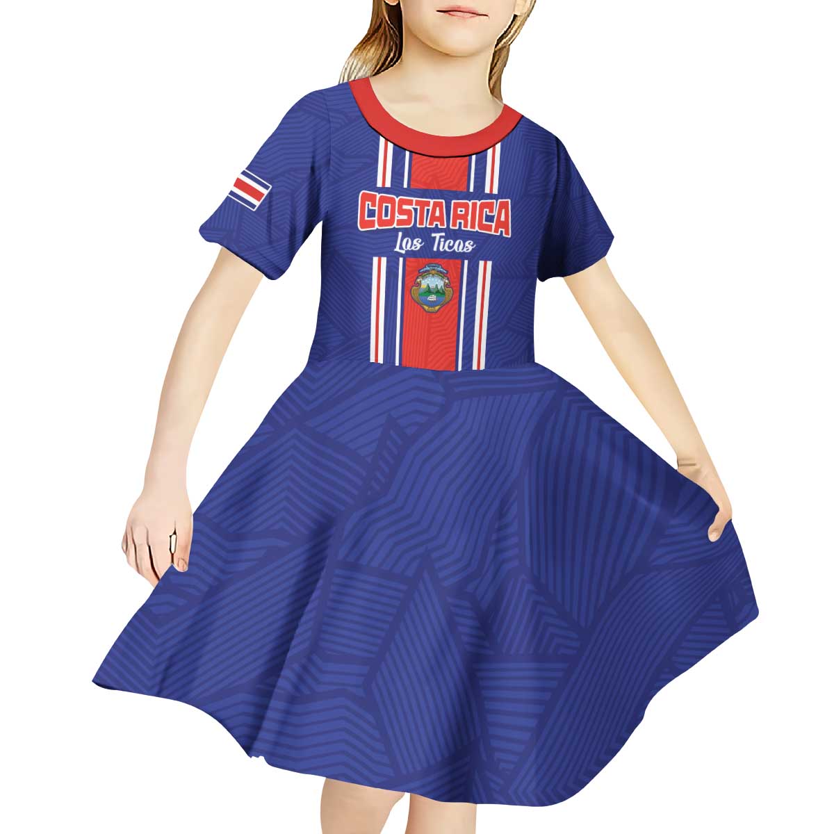 Custom Costa Rica Football Kid Short Sleeve Dress Vamos Ticos!