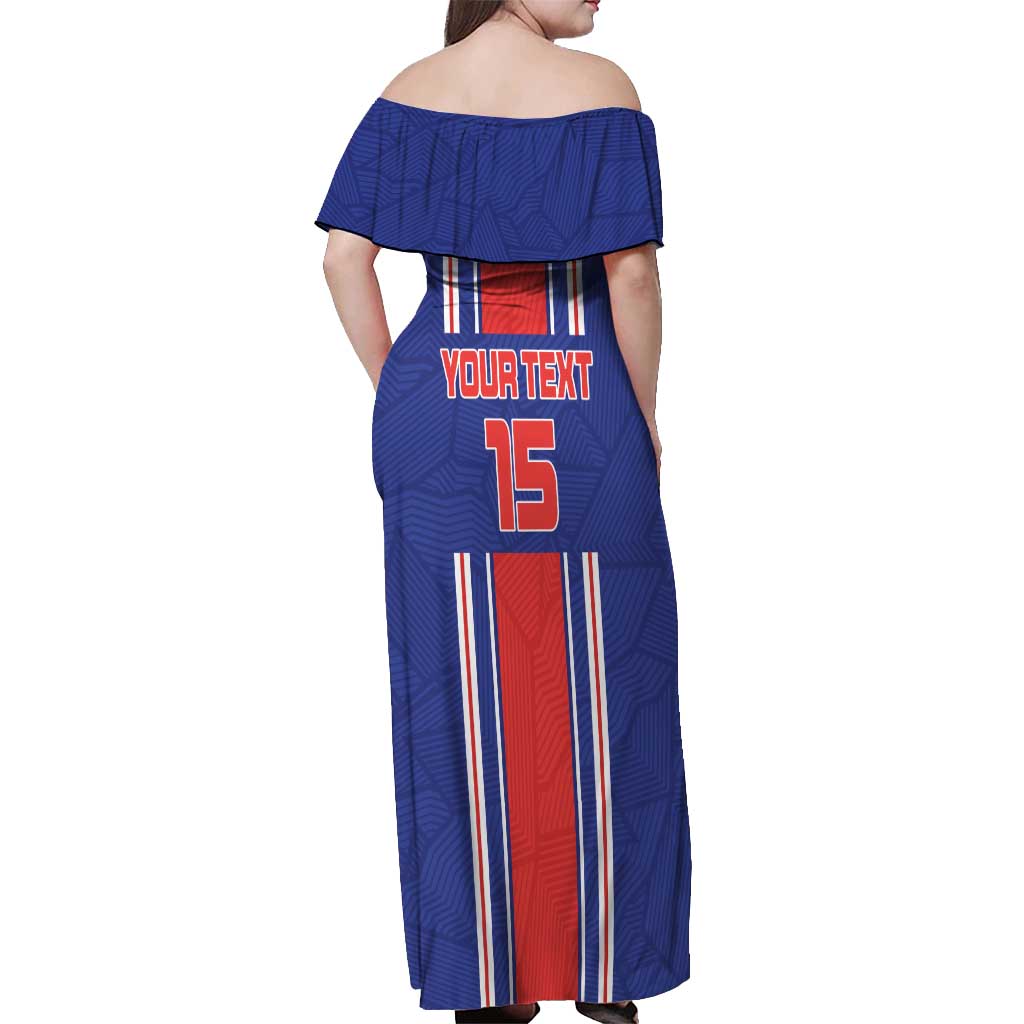 Custom Costa Rica Football Off Shoulder Maxi Dress Vamos Ticos!