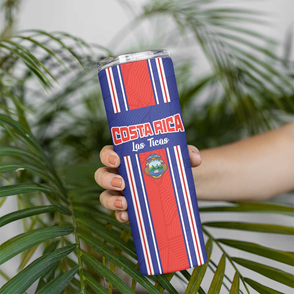 Custom Costa Rica Football Skinny Tumbler Vamos Ticos!