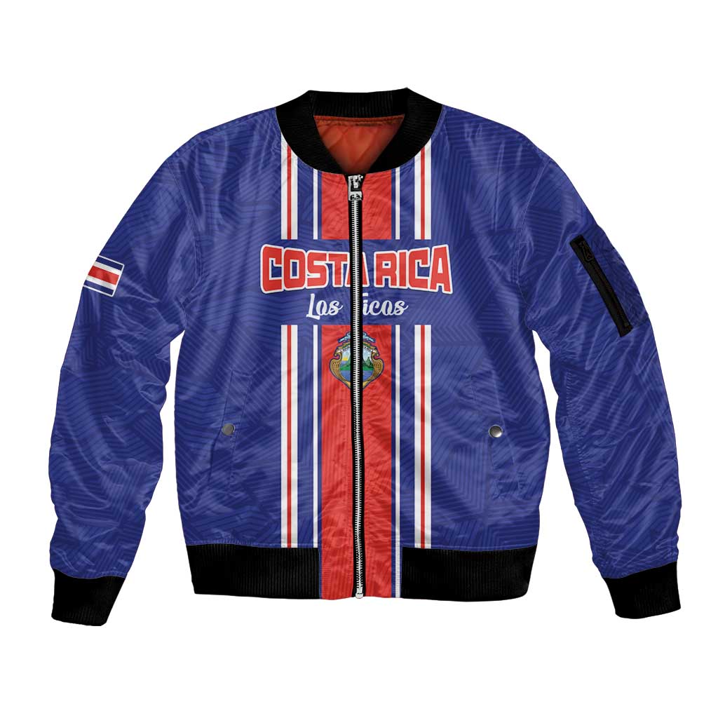 Custom Costa Rica Football Sleeve Zip Bomber Jacket Vamos Ticos!
