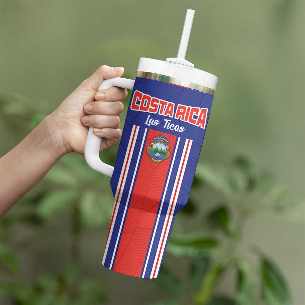 Custom Costa Rica Football Tumbler With Handle Vamos Ticos!
