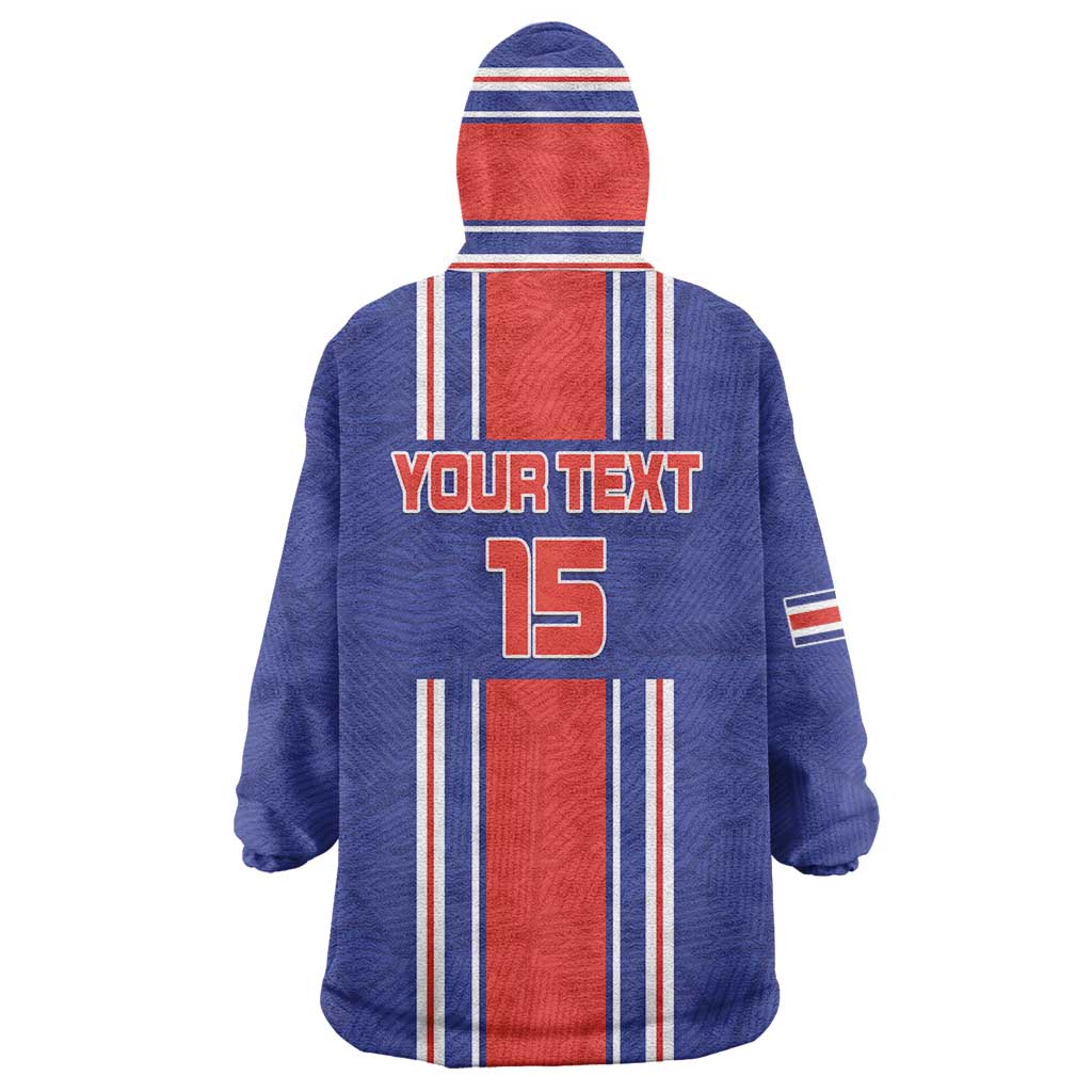 Custom Costa Rica Football Wearable Blanket Hoodie Vamos Ticos!
