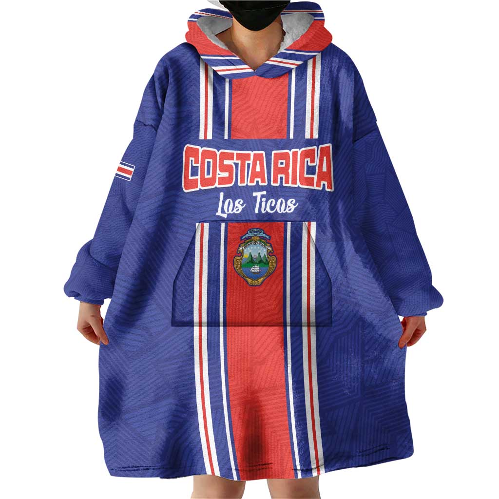 Custom Costa Rica Football Wearable Blanket Hoodie Vamos Ticos!