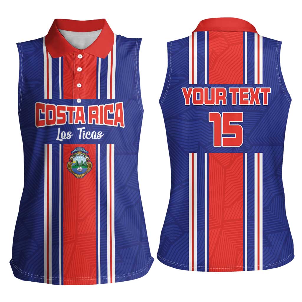 Custom Costa Rica Football Women Sleeveless Polo Shirt Vamos Ticos!