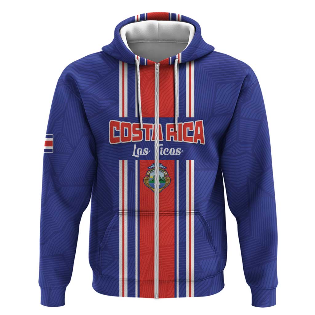 Custom Costa Rica Football Zip Hoodie Vamos Ticos!