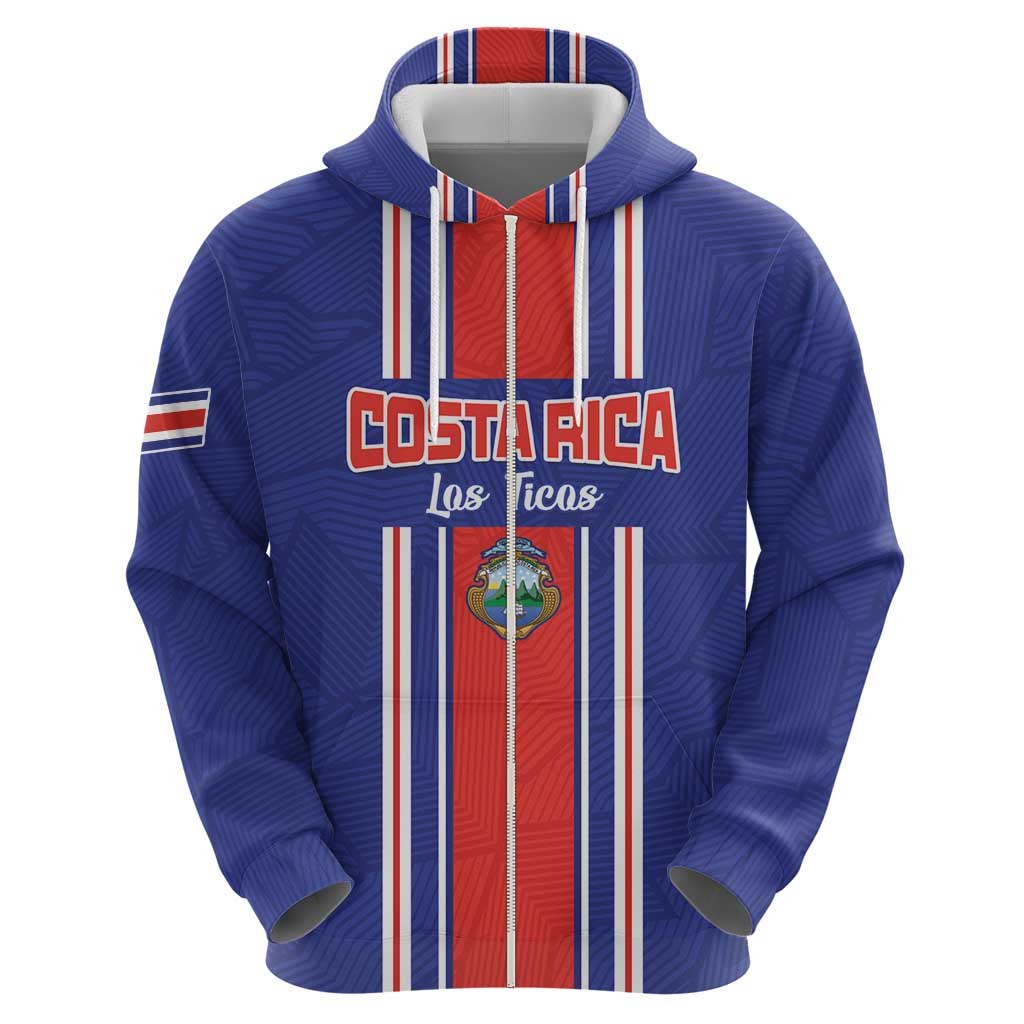 Custom Costa Rica Football Zip Hoodie Vamos Ticos!