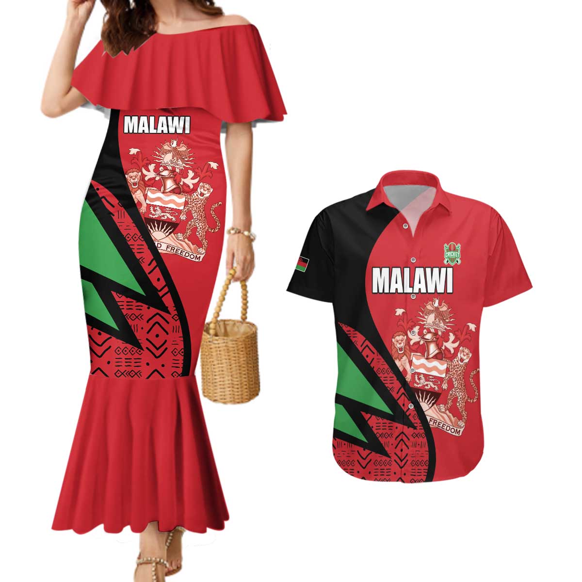 Custom Malawi Cricket Couples Matching Mermaid Dress and Hawaiian Shirt Go Champions - Wonder Print Shop