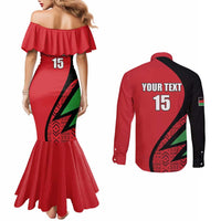 Custom Malawi Cricket Couples Matching Mermaid Dress and Long Sleeve Button Shirt Go Champions - Wonder Print Shop