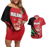 Custom Malawi Cricket Couples Matching Off Shoulder Short Dress and Hawaiian Shirt Go Champions - Wonder Print Shop