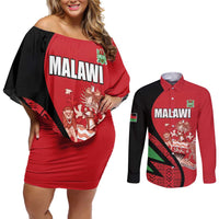 Custom Malawi Cricket Couples Matching Off Shoulder Short Dress and Long Sleeve Button Shirt Go Champions - Wonder Print Shop