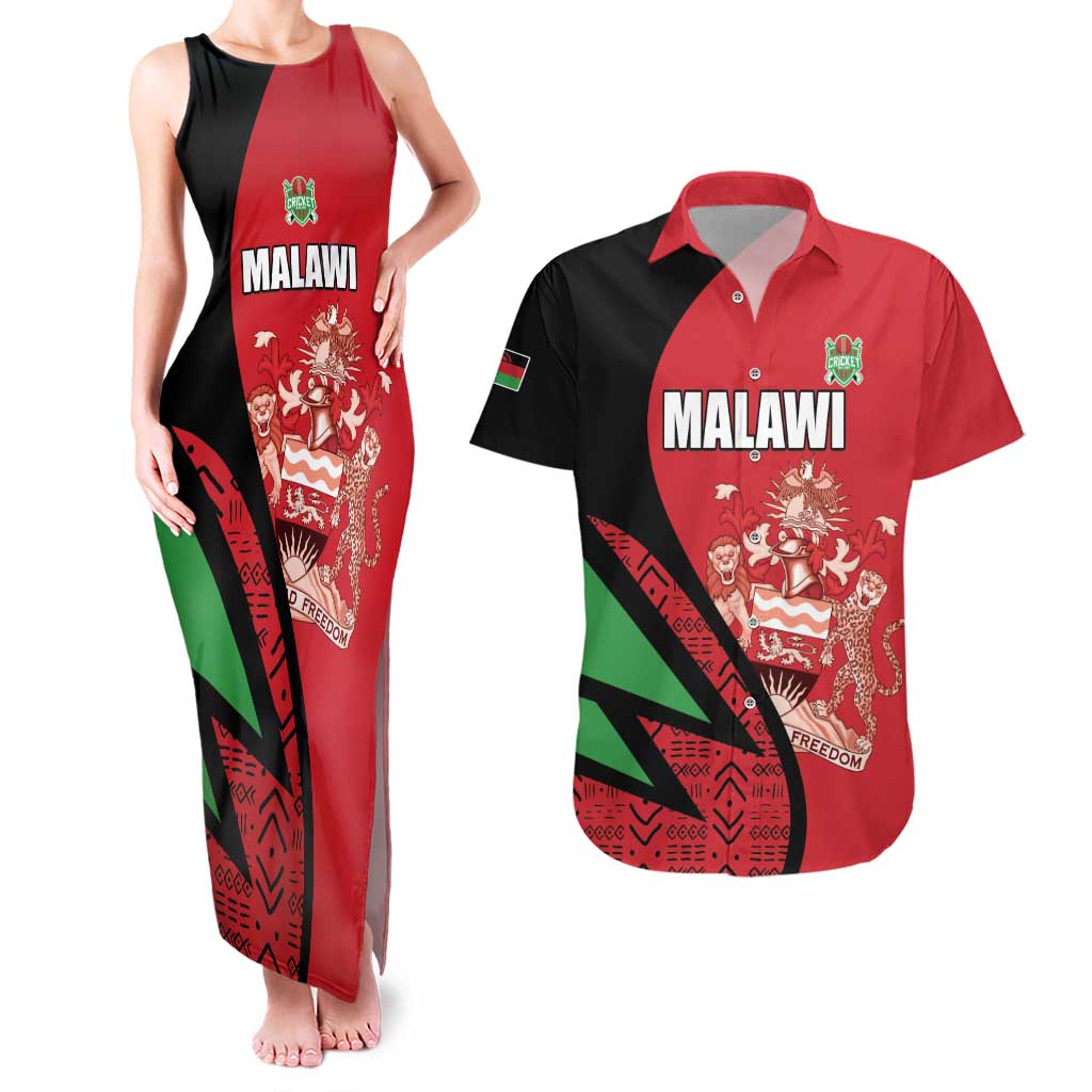 Custom Malawi Cricket Couples Matching Tank Maxi Dress and Hawaiian Shirt Go Champions - Wonder Print Shop
