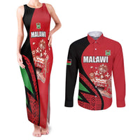 Custom Malawi Cricket Couples Matching Tank Maxi Dress and Long Sleeve Button Shirt Go Champions - Wonder Print Shop