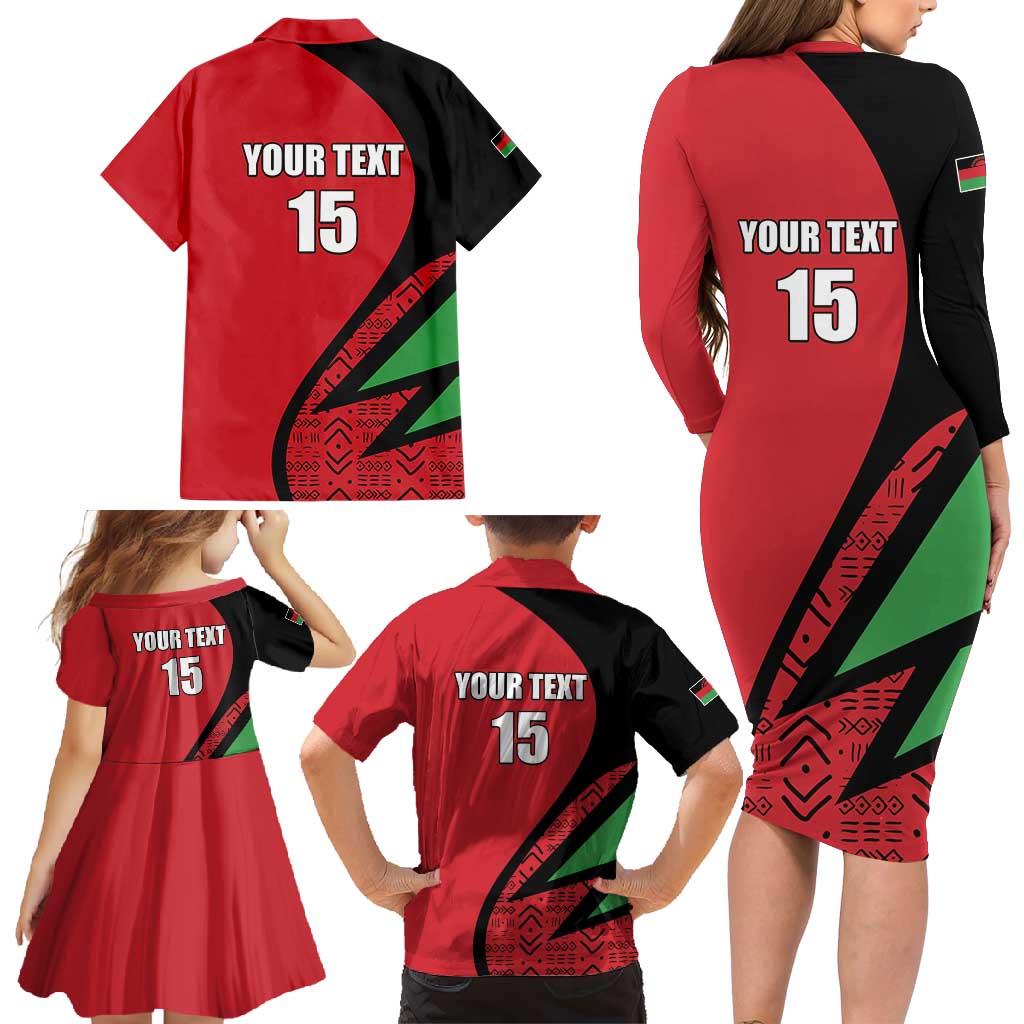Custom Malawi Cricket Family Matching Long Sleeve Bodycon Dress and Hawaiian Shirt Go Champions - Wonder Print Shop