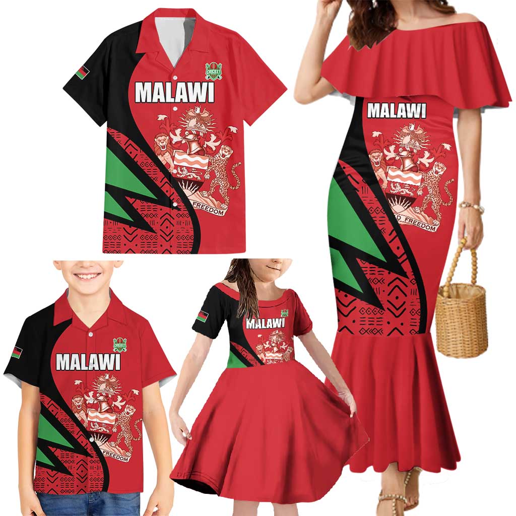 Custom Malawi Cricket Family Matching Mermaid Dress and Hawaiian Shirt Go Champions - Wonder Print Shop