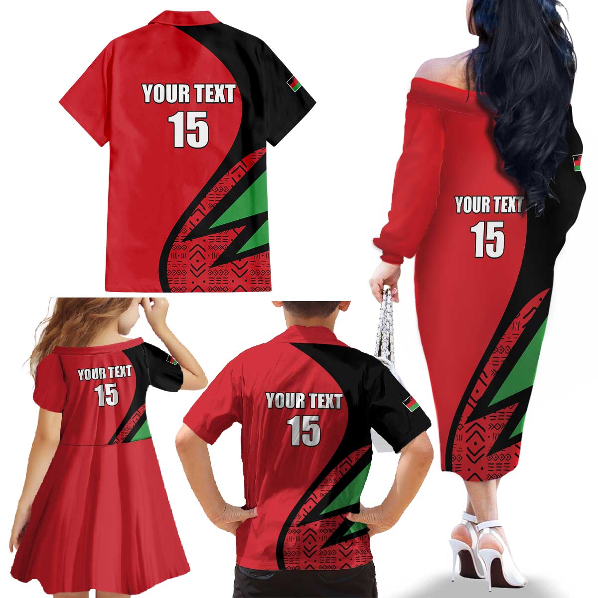 Custom Malawi Cricket Family Matching Off The Shoulder Long Sleeve Dress and Hawaiian Shirt Go Champions - Wonder Print Shop