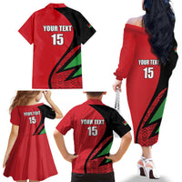 Custom Malawi Cricket Family Matching Off The Shoulder Long Sleeve Dress and Hawaiian Shirt Go Champions - Wonder Print Shop
