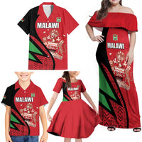 Custom Malawi Cricket Family Matching Off Shoulder Maxi Dress and Hawaiian Shirt Go Champions - Wonder Print Shop