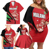 Custom Malawi Cricket Family Matching Off Shoulder Short Dress and Hawaiian Shirt Go Champions - Wonder Print Shop