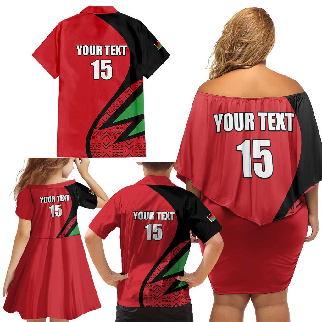 Custom Malawi Cricket Family Matching Off Shoulder Short Dress and Hawaiian Shirt Go Champions - Wonder Print Shop