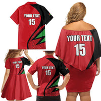 Custom Malawi Cricket Family Matching Off Shoulder Short Dress and Hawaiian Shirt Go Champions - Wonder Print Shop