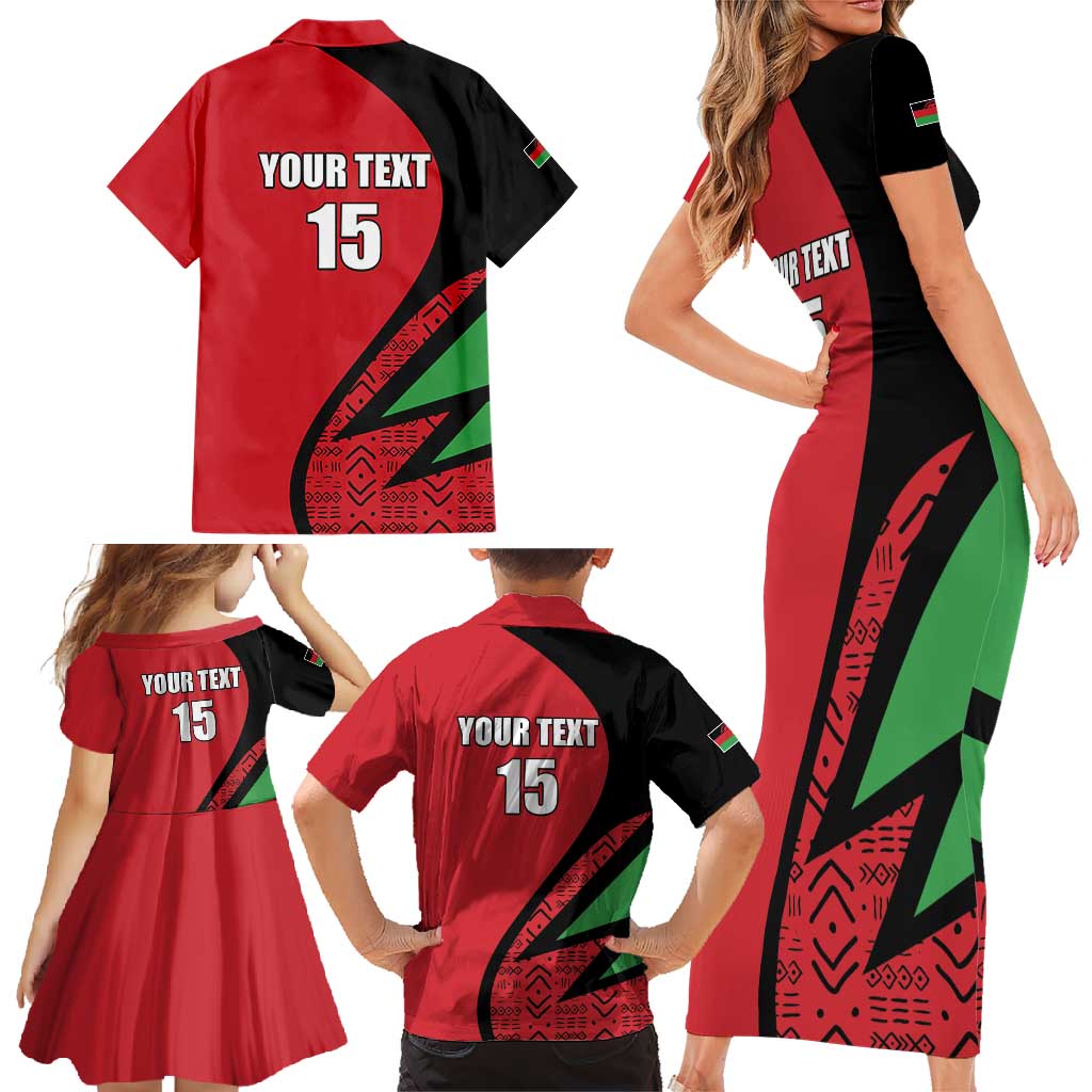Custom Malawi Cricket Family Matching Short Sleeve Bodycon Dress and Hawaiian Shirt Go Champions - Wonder Print Shop