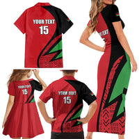 Custom Malawi Cricket Family Matching Short Sleeve Bodycon Dress and Hawaiian Shirt Go Champions - Wonder Print Shop