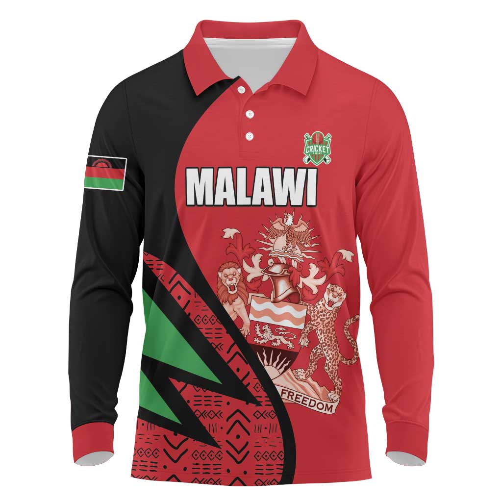 Custom Malawi Cricket Long Sleeve Polo Shirt Go Champions - Wonder Print Shop