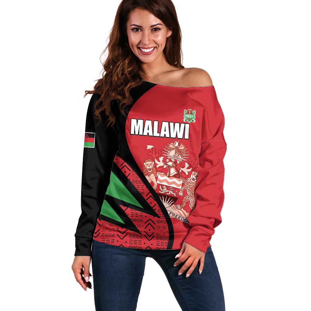 Custom Malawi Cricket Off Shoulder Sweater Go Champions - Wonder Print Shop