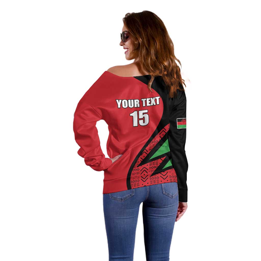 Custom Malawi Cricket Off Shoulder Sweater Go Champions - Wonder Print Shop
