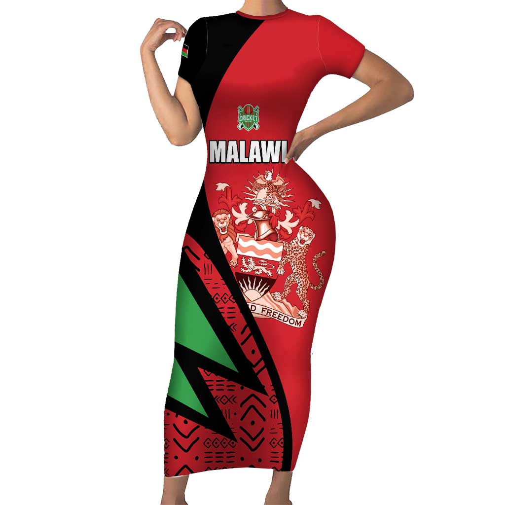 Custom Malawi Cricket Short Sleeve Bodycon Dress Go Champions - Wonder Print Shop