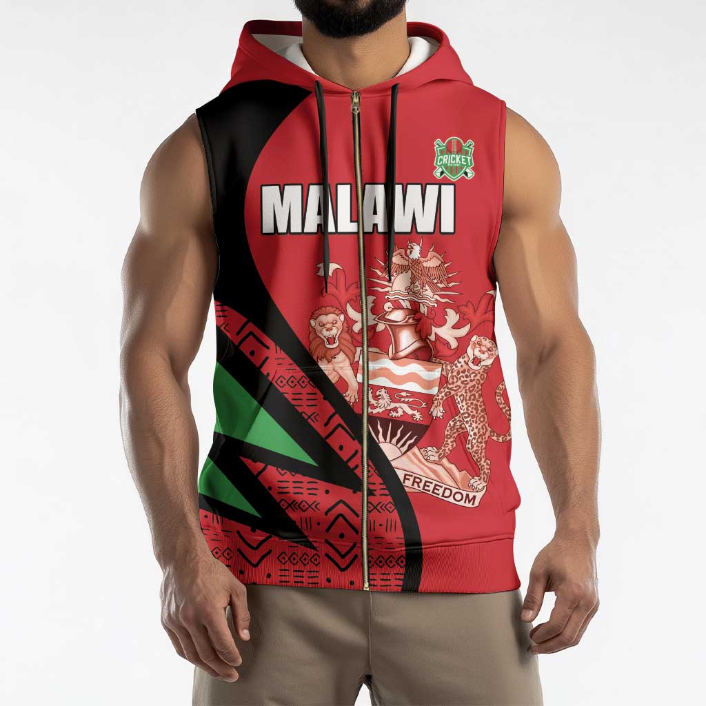 Custom Malawi Cricket Sleeveless Zip Hoodie Go Champions - Wonder Print Shop
