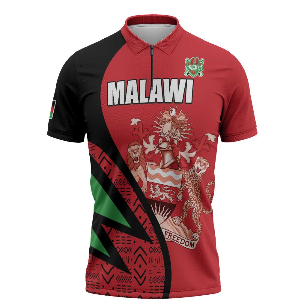 Custom Malawi Cricket Zipper Polo Shirt Go Champions - Wonder Print Shop