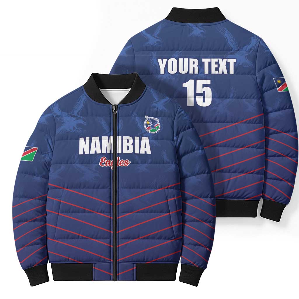 Custom Namibia Cricket Bomber Puffer Jacket Go Eagles Go - Wonder Print Shop