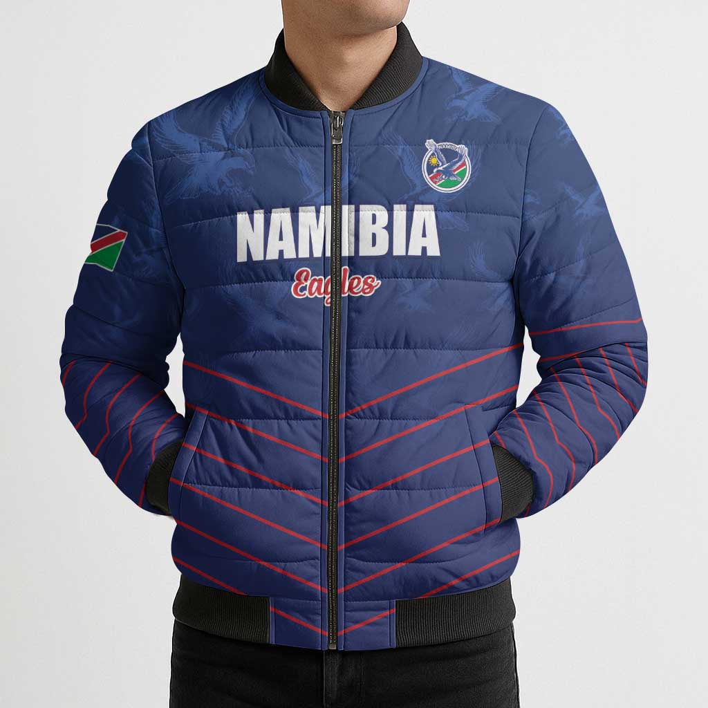 Custom Namibia Cricket Bomber Puffer Jacket Go Eagles Go - Wonder Print Shop