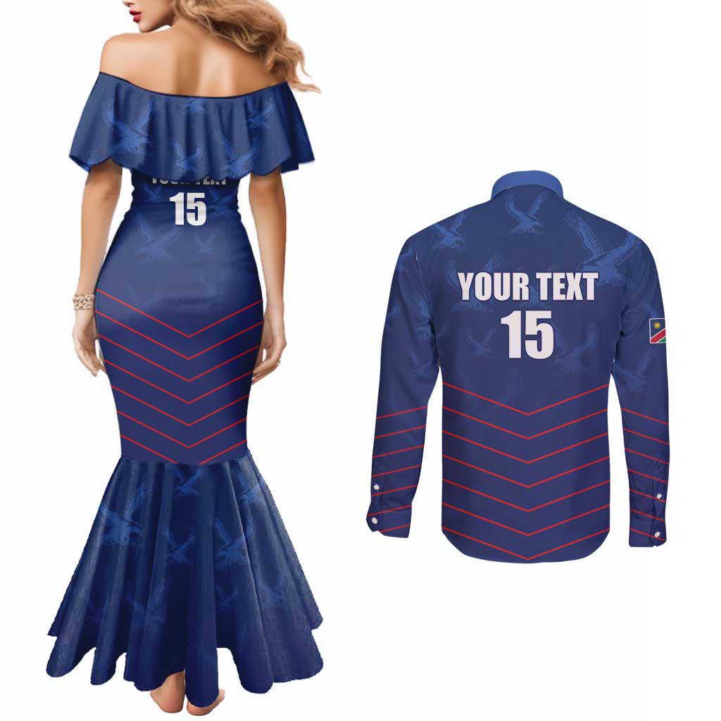 Custom Namibia Cricket Couples Matching Mermaid Dress and Long Sleeve Button Shirt Go Eagles Go - Wonder Print Shop