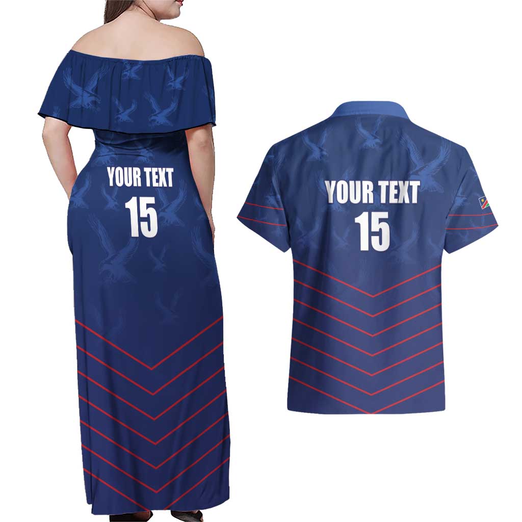 Custom Namibia Cricket Couples Matching Off Shoulder Maxi Dress and Hawaiian Shirt Go Eagles Go - Wonder Print Shop