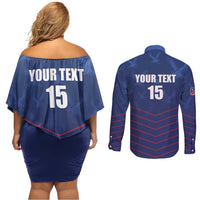 Custom Namibia Cricket Couples Matching Off Shoulder Short Dress and Long Sleeve Button Shirt Go Eagles Go - Wonder Print Shop
