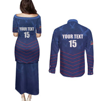 Custom Namibia Cricket Couples Matching Puletasi and Long Sleeve Button Shirt Go Eagles Go - Wonder Print Shop