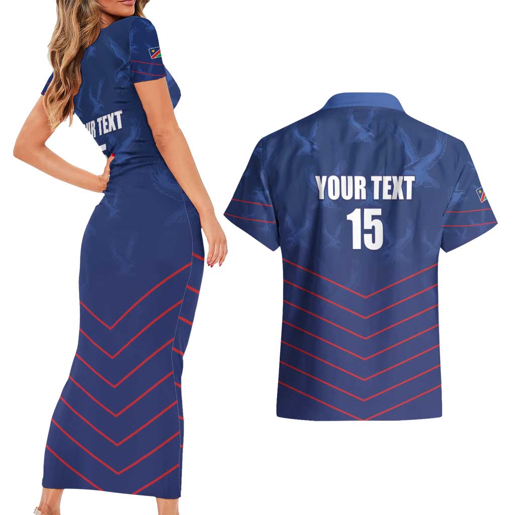 Custom Namibia Cricket Couples Matching Short Sleeve Bodycon Dress and Hawaiian Shirt Go Eagles Go - Wonder Print Shop