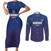 Custom Namibia Cricket Couples Matching Short Sleeve Bodycon Dress and Long Sleeve Button Shirt Go Eagles Go - Wonder Print Shop