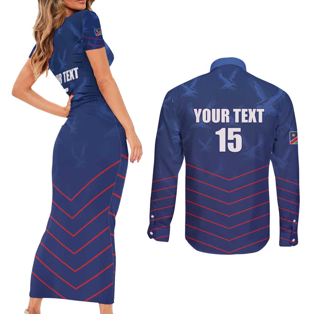 Custom Namibia Cricket Couples Matching Short Sleeve Bodycon Dress and Long Sleeve Button Shirt Go Eagles Go - Wonder Print Shop
