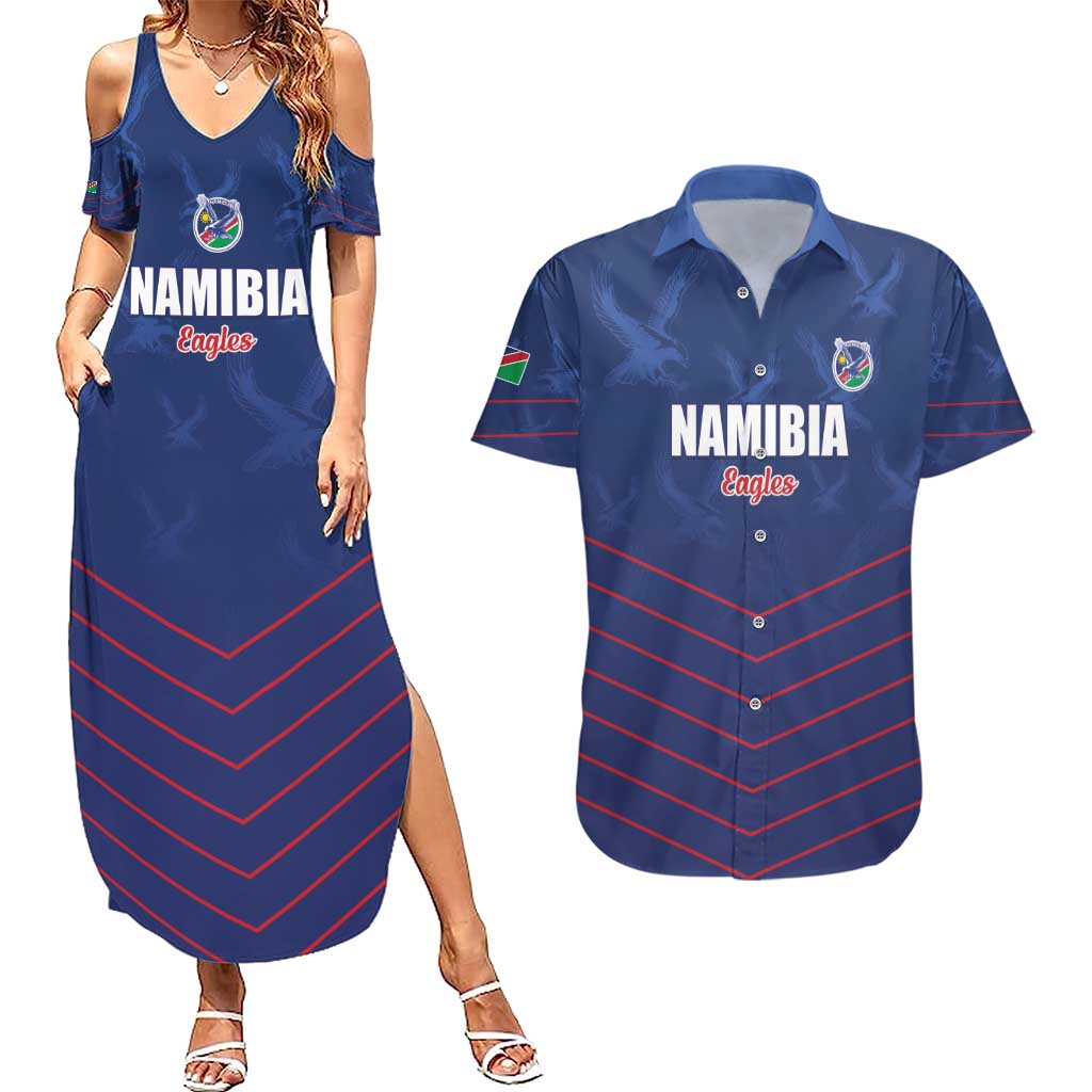 Custom Namibia Cricket Couples Matching Summer Maxi Dress and Hawaiian Shirt Go Eagles Go - Wonder Print Shop