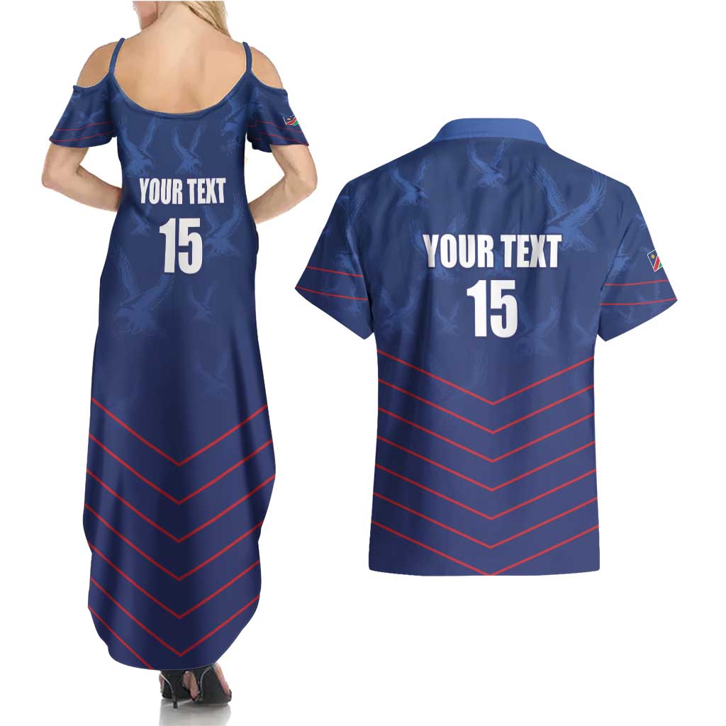 Custom Namibia Cricket Couples Matching Summer Maxi Dress and Hawaiian Shirt Go Eagles Go - Wonder Print Shop