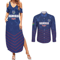 Custom Namibia Cricket Couples Matching Summer Maxi Dress and Long Sleeve Button Shirt Go Eagles Go - Wonder Print Shop