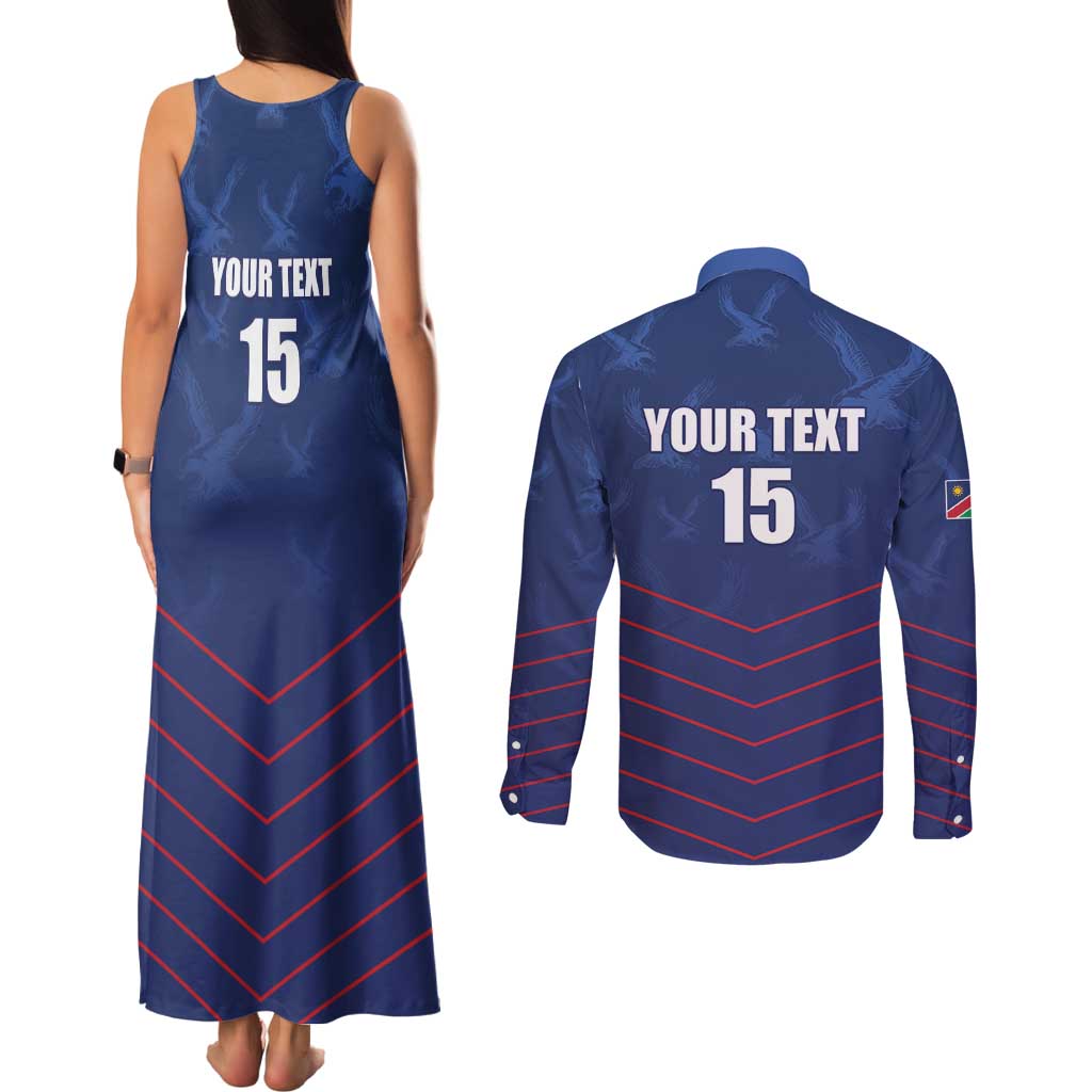 Custom Namibia Cricket Couples Matching Tank Maxi Dress and Long Sleeve Button Shirt Go Eagles Go - Wonder Print Shop
