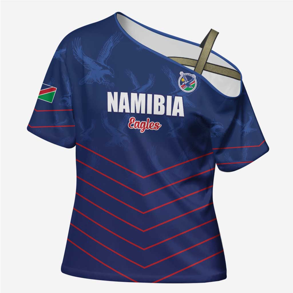 Custom Namibia Cricket Cross Shoulder Shirt Go Eagles Go - Wonder Print Shop