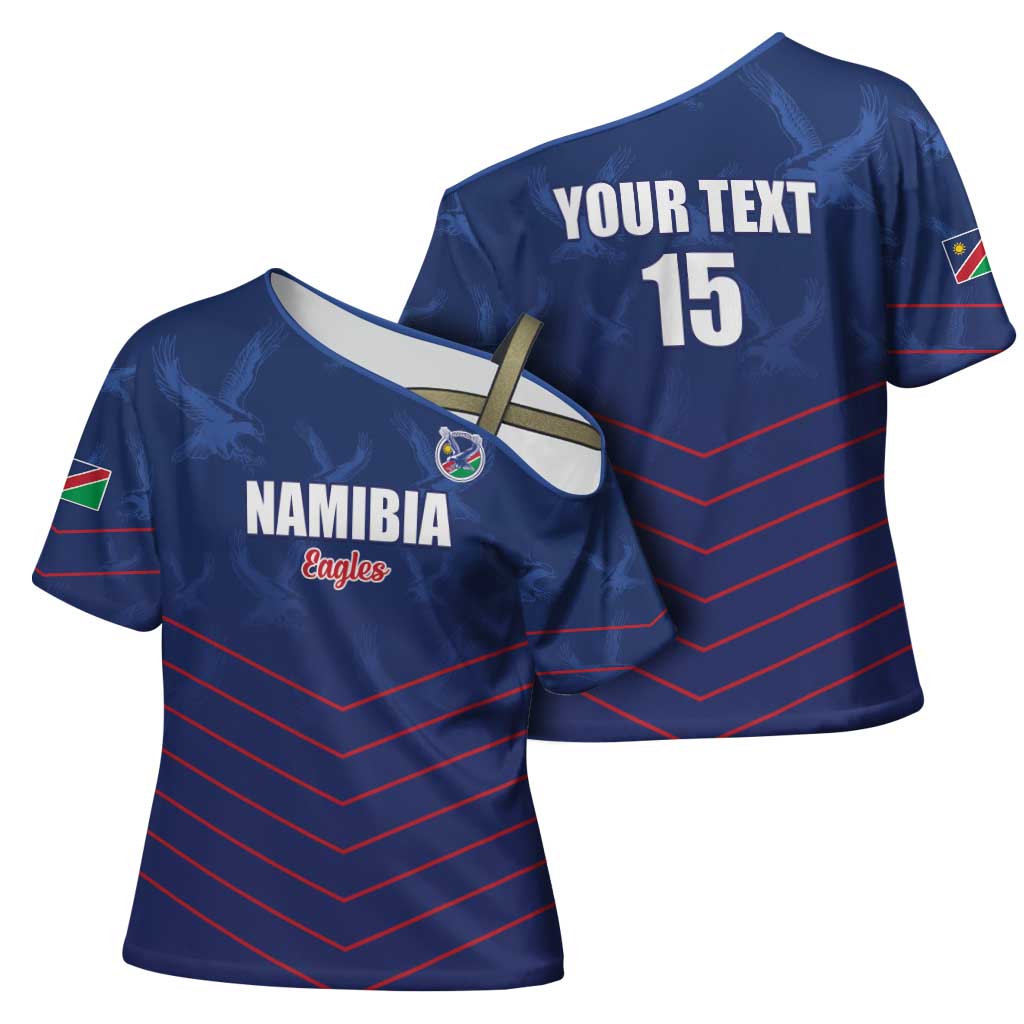 Custom Namibia Cricket Cross Shoulder Shirt Go Eagles Go - Wonder Print Shop