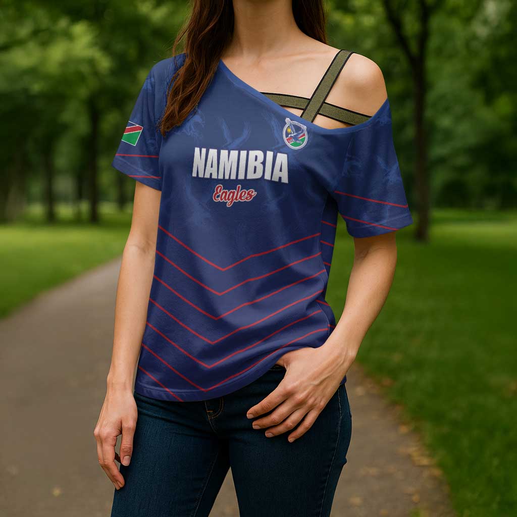 Custom Namibia Cricket Cross Shoulder Shirt Go Eagles Go - Wonder Print Shop