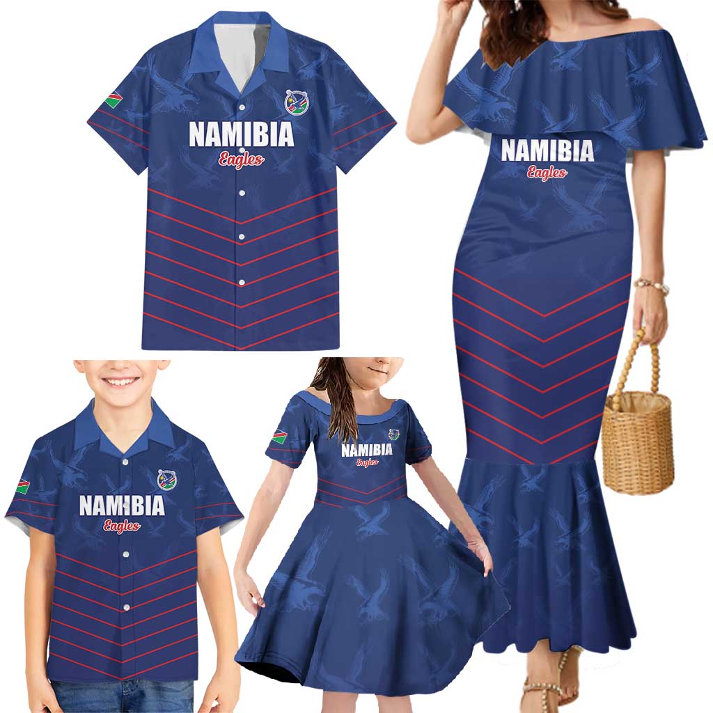 Custom Namibia Cricket Family Matching Mermaid Dress and Hawaiian Shirt Go Eagles Go - Wonder Print Shop