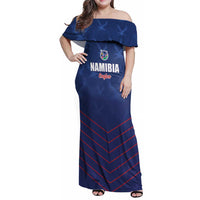 Custom Namibia Cricket Family Matching Off Shoulder Maxi Dress and Hawaiian Shirt Go Eagles Go - Wonder Print Shop